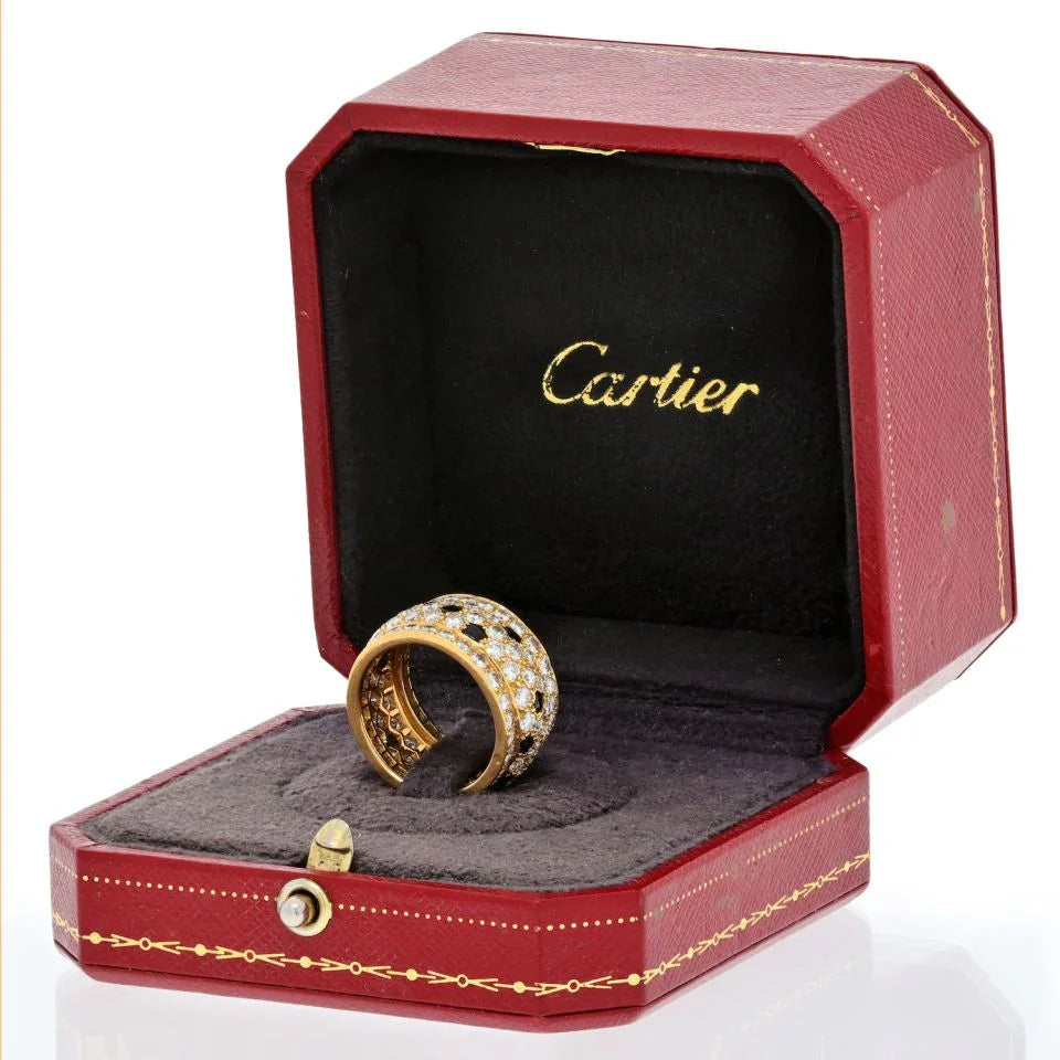 Carthttier 18K Yellow Gold Nigeria Onyx And White Diamonds Ring
