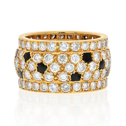 Carthttier 18K Yellow Gold Nigeria Onyx And White Diamonds Ring