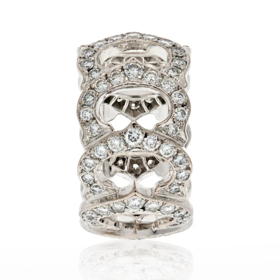 Carthttier 18K White Gold All Diamond C Ring