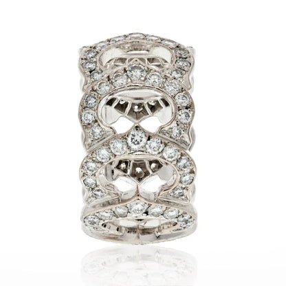 Carthttier 18K White Gold All Diamond C Ring