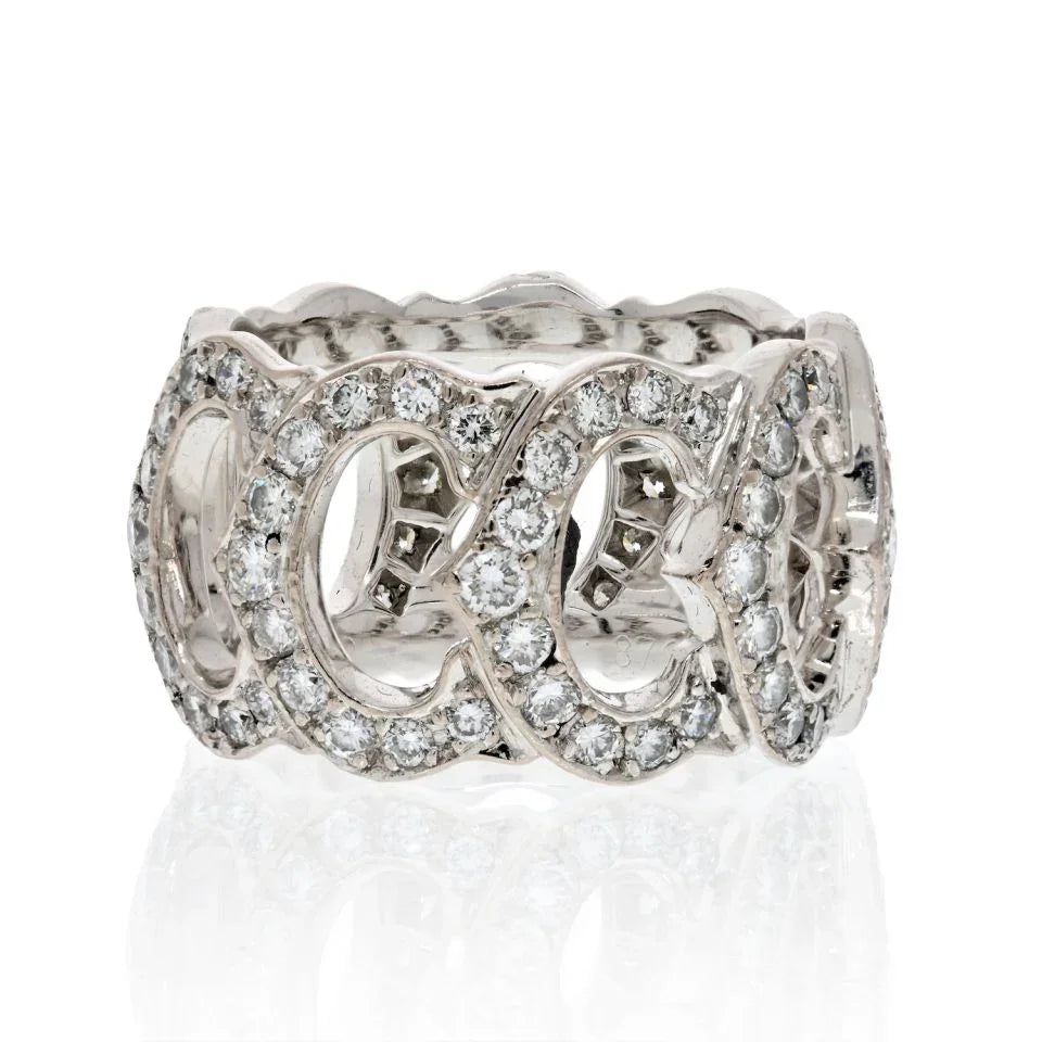 Carthttier 18K White Gold All Diamond C Ring