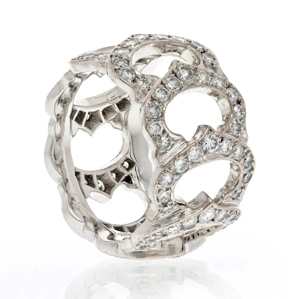 Carthttier 18K White Gold All Diamond C Ring