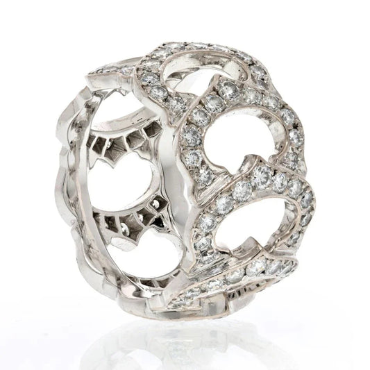 Carthttier 18K White Gold All Diamond C Ring