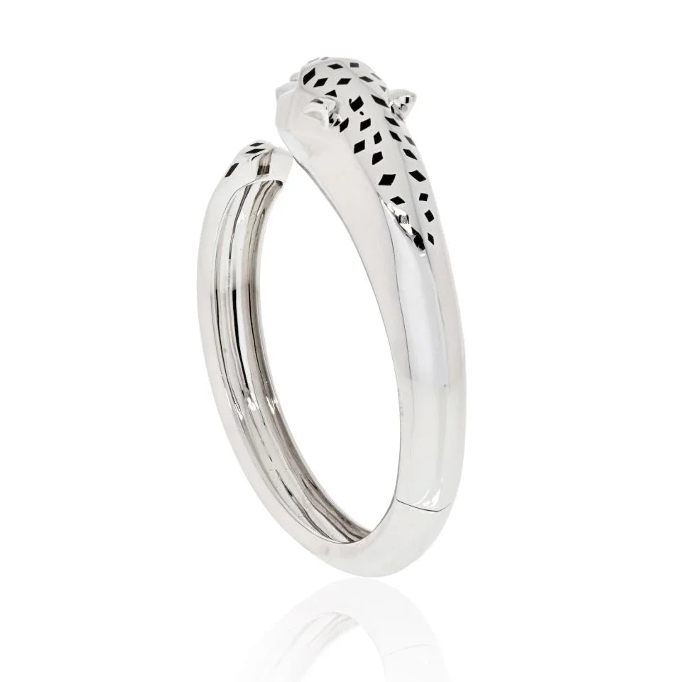 Carthttier 18K White Gold Panthere Cuff Bangle Bracelet