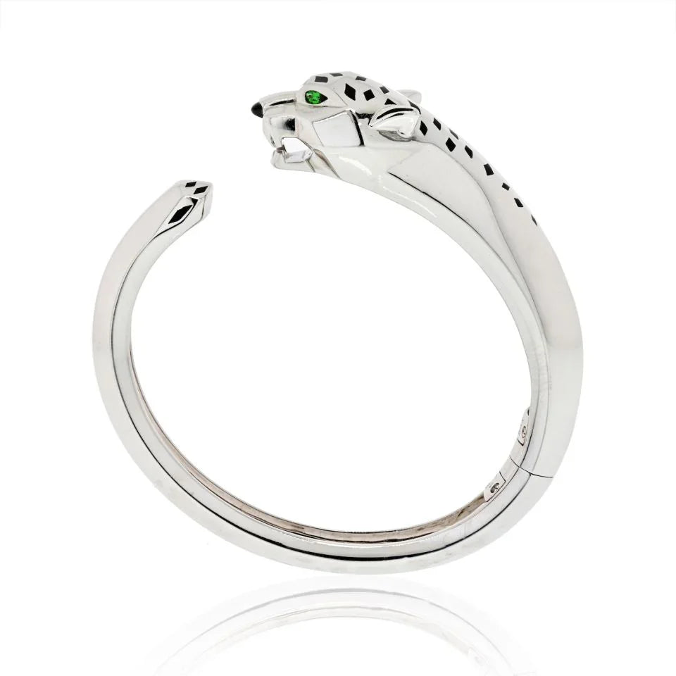 Carthttier 18K White Gold Panthere Cuff Bangle Bracelet