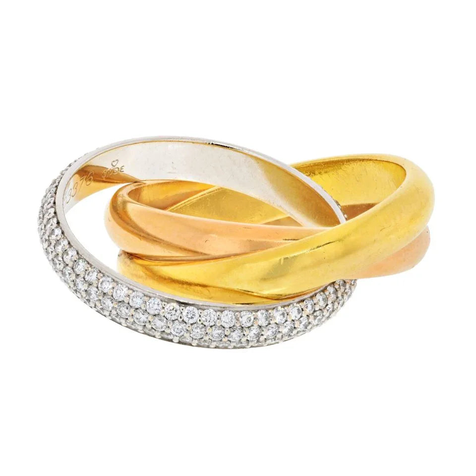 Carthttier Platinum & 18K Yellow Gold Trinity Diamond Ring