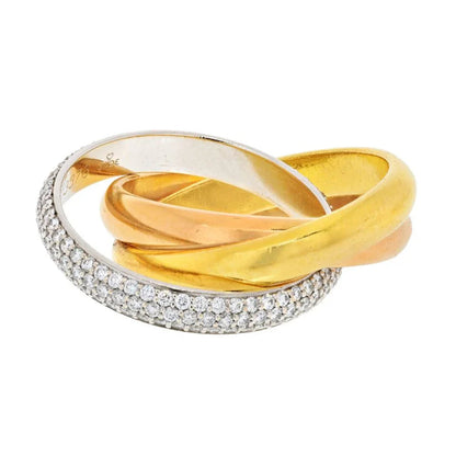 Carthttier Platinum & 18K Yellow Gold Trinity Diamond Ring