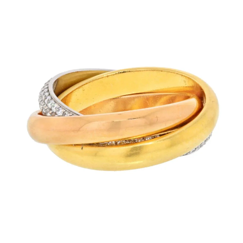 Carthttier Platinum & 18K Yellow Gold Trinity Diamond Ring