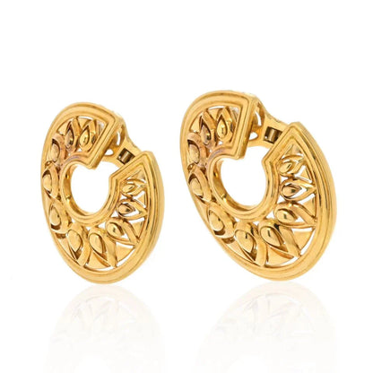 Carthttier 18K Yellow Gold Large Tanjore Open Frame Disc Style Earrings