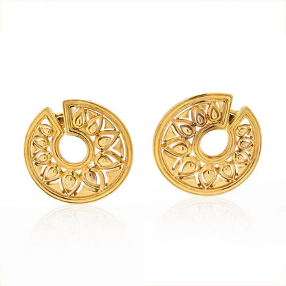 Carthttier 18K Yellow Gold Large Tanjore Open Frame Disc Style Earrings