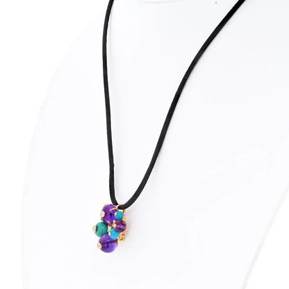 Carthttier 18K Yellow Gold Delices De Goa Turquoise and Amethyst Pendant