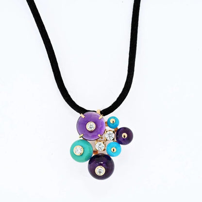 Carthttier 18K Yellow Gold Delices De Goa Turquoise and Amethyst Pendant