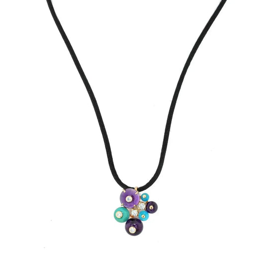 Carthttier 18K Yellow Gold Delices De Goa Turquoise and Amethyst Pendant