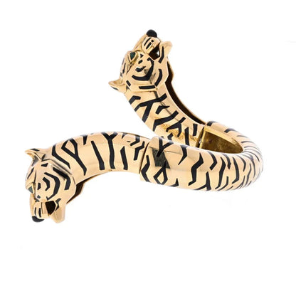 Carthttier 18K Yellow Gold Double Head Bangle Bracelet