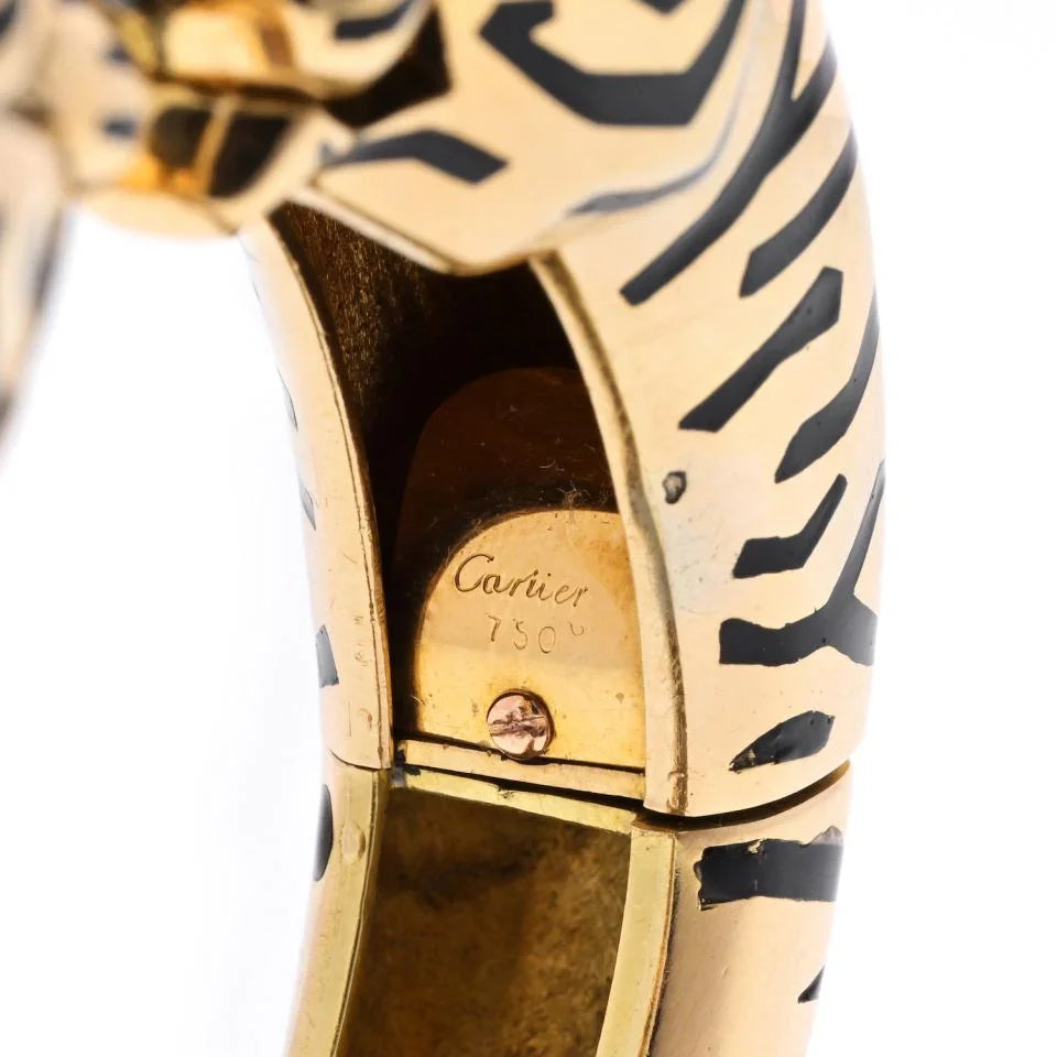 Carthttier 18K Yellow Gold Double Head Bangle Bracelet