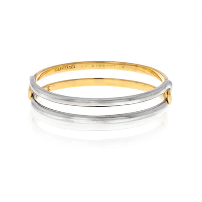 Carthttier 18K Two Tone Interlocking Bangle Slip On Bracelet