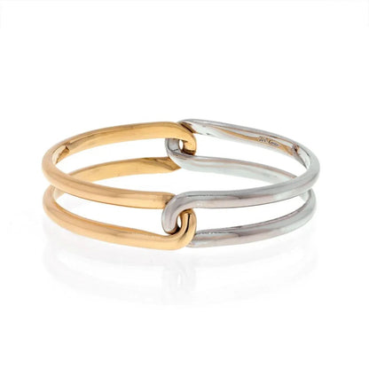 Carthttier 18K Two Tone Interlocking Bangle Slip On Bracelet