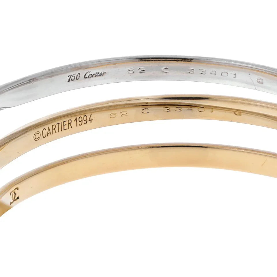 Carthttier 18K Two Tone Interlocking Bangle Slip On Bracelet