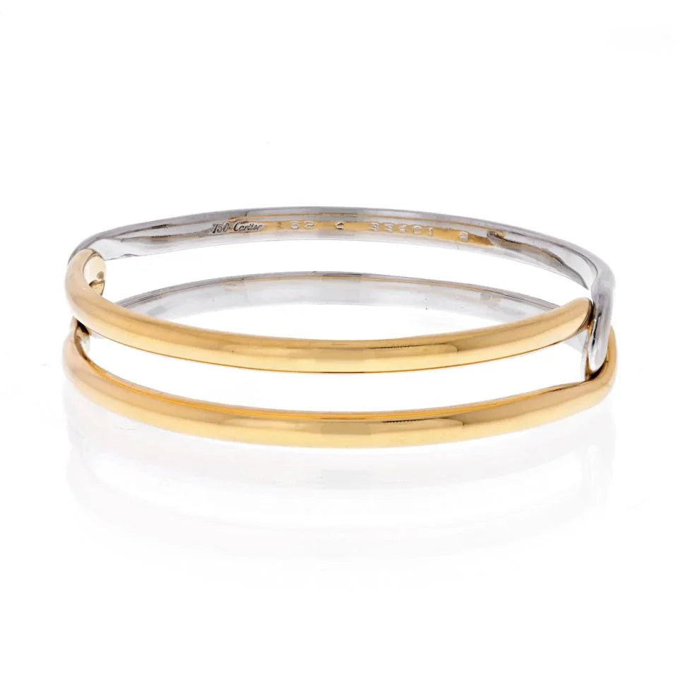 Carthttier 18K Two Tone Interlocking Bangle Slip On Bracelet