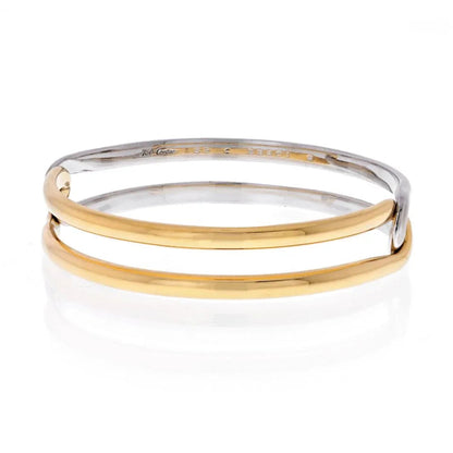 Carthttier 18K Two Tone Interlocking Bangle Slip On Bracelet