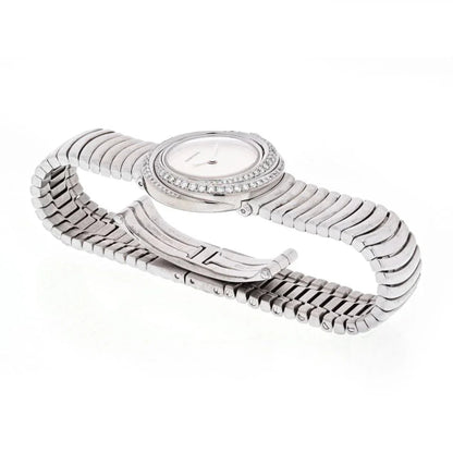 Carthttier Trinity 18K White Gold Diamond Bezel White Cream Dial Women Watch