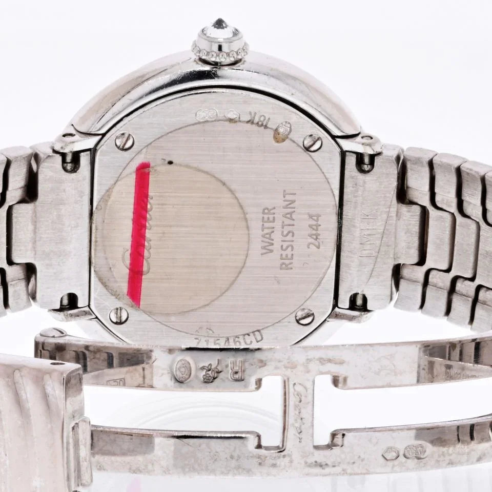 Carthttier Trinity 18K White Gold Diamond Bezel White Cream Dial Women Watch