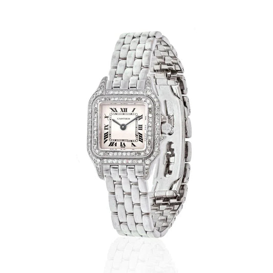 Carthttier Panthere 18K White Gold Panthere De Carthttier Small Model Diamond Women Watch