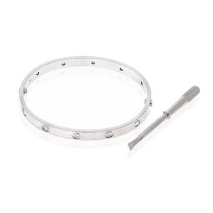 Carthttier 18K White Gold 10 Diamond Love With Screw Driver SZ19 Bracelet