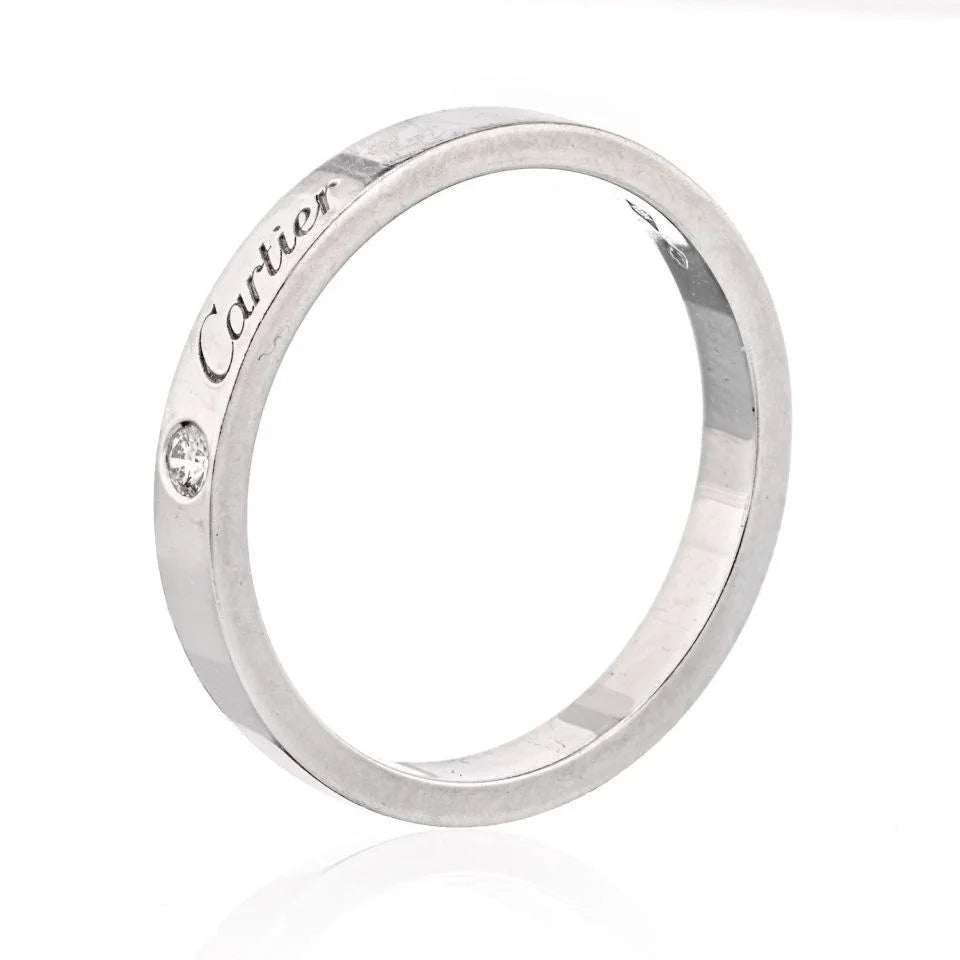 Carthttier Platinum C De Carthttier Single Diamond Size 59 Wedding Ring