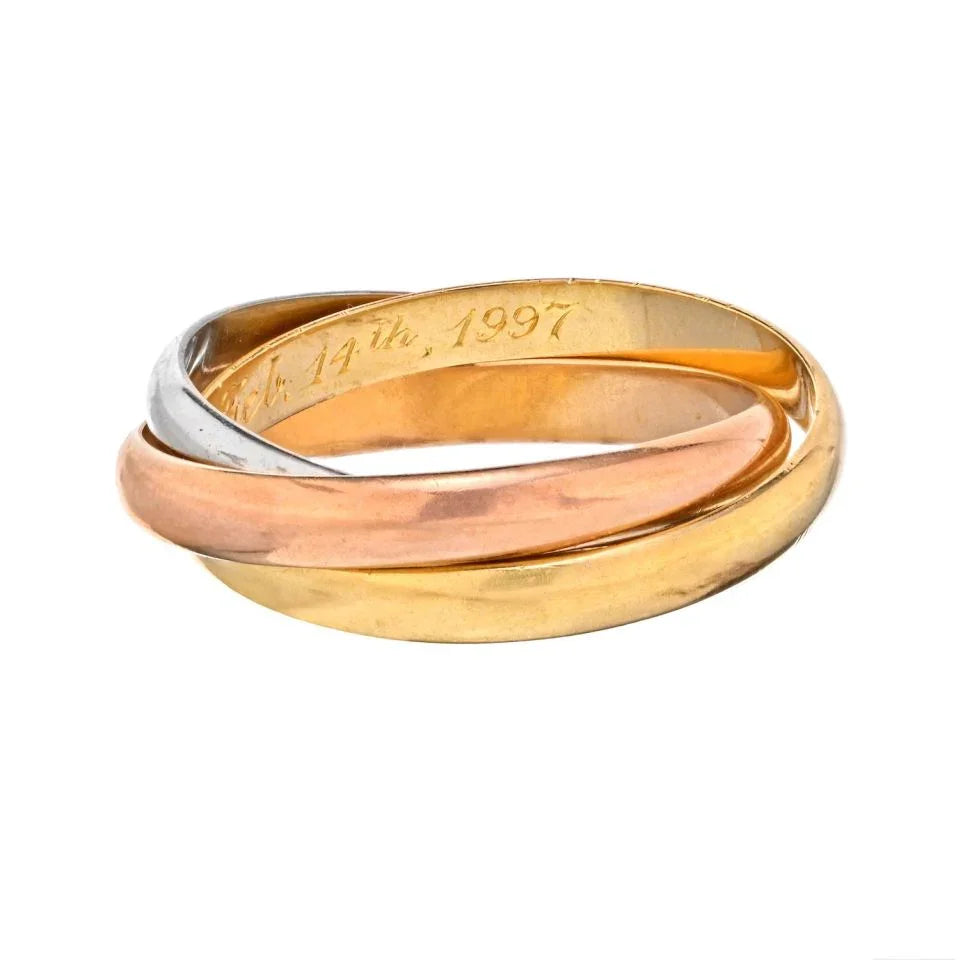 Carthttier 18K Tri Color Trinity Classic Roller Wedding Ring