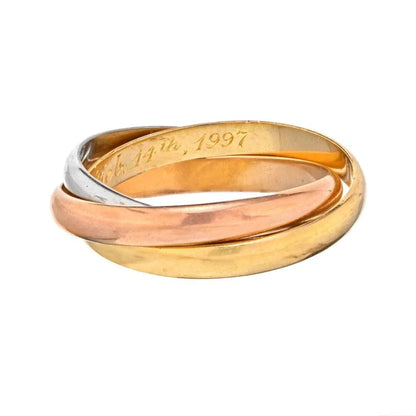 Carthttier 18K Tri Color Trinity Classic Roller Wedding Ring