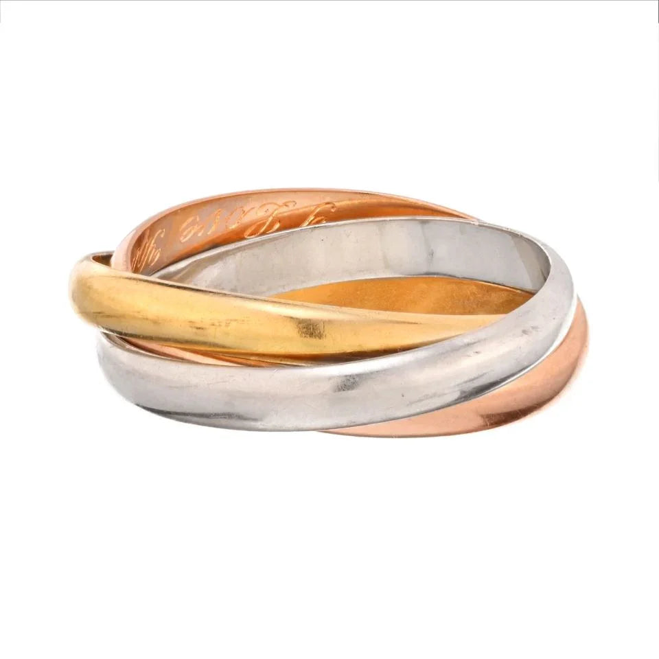 Carthttier 18K Tri Color Trinity Classic Roller Wedding Ring