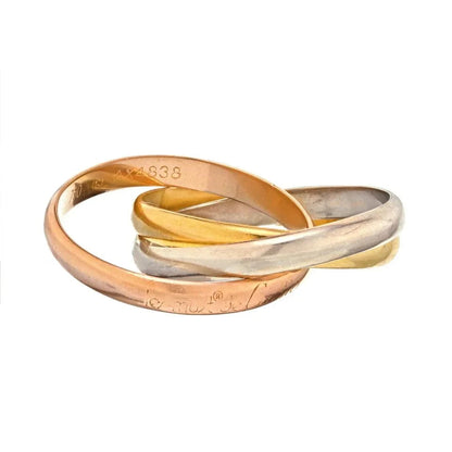 Carthttier 18K Tri Color Trinity Classic Roller Wedding Ring
