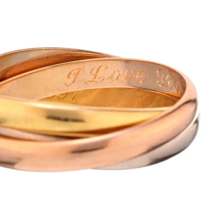Carthttier 18K Tri Color Trinity Classic Roller Wedding Ring
