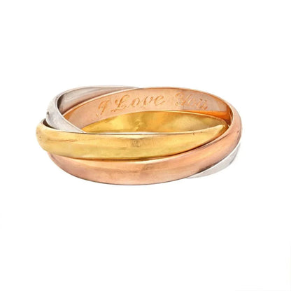 Carthttier 18K Tri Color Trinity Classic Roller Wedding Ring