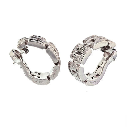Carthttier 18K White Gold Maillon Diamond Huggie Earrings