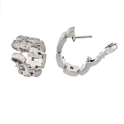 Carthttier 18K White Gold Maillon Diamond Huggie Earrings