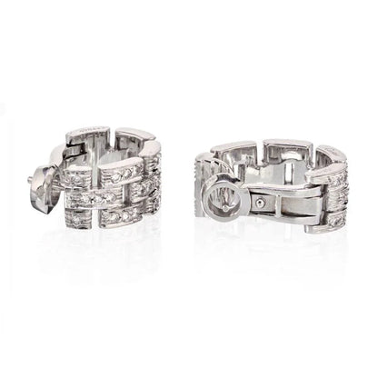 Carthttier 18K White Gold Maillon Diamond Huggie Earrings