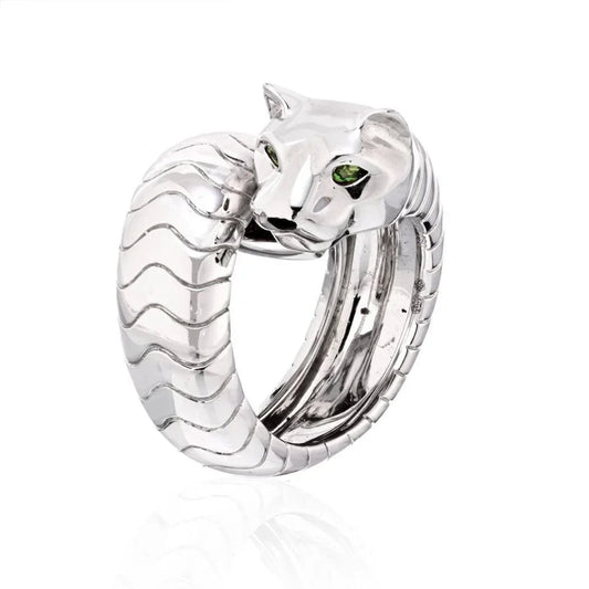 Carthttier 18K White Gold High Polished Panthere Lakarda Ring