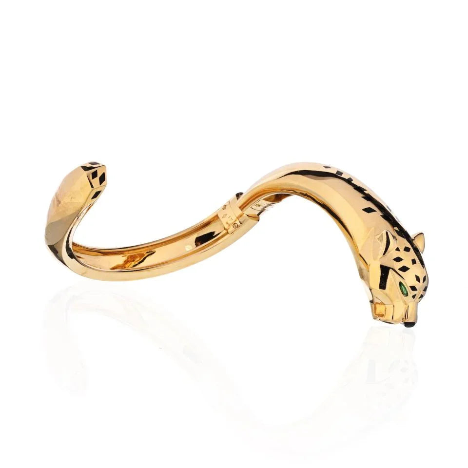 Carthttier 18K Yellow Gold Panthere Size 17 Bangle Bracelet