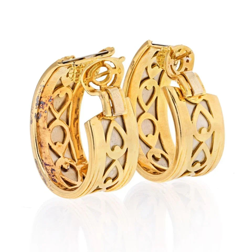 Carthttier 18K Two Tone Walking Panther Vintage Hoop Earrings