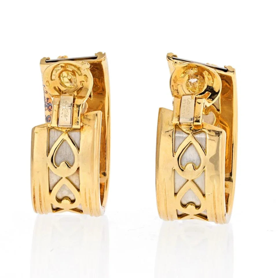 Carthttier 18K Two Tone Walking Panther Vintage Hoop Earrings