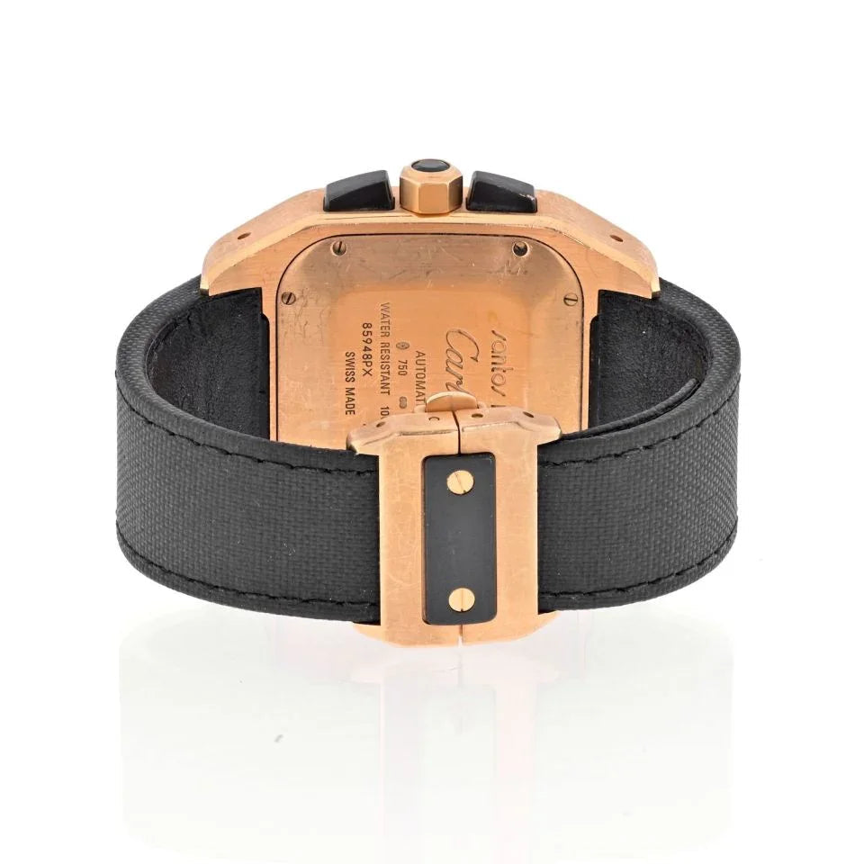 Carthttier 18K Rose Gold Santos 100 XL Chronograph Men Wrist Watch