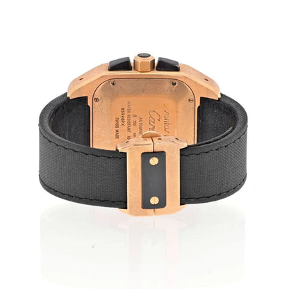 Carthttier 18K Rose Gold Santos 100 XL Chronograph Men Wrist Watch