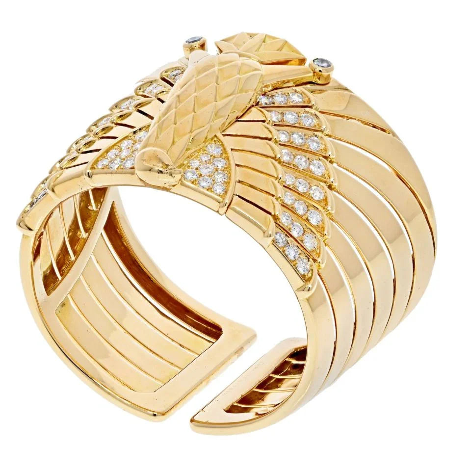 Carthttier 18K Yellow Gold Egyptian Horus Falcon Bracelet