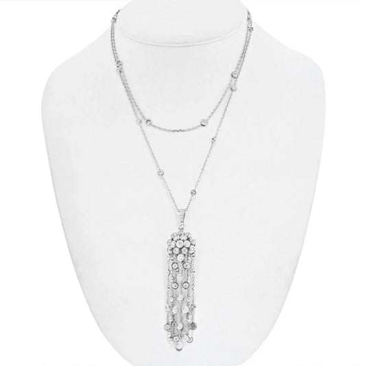 Carthttier 18K White Gold L'egers Diamants Spotlight Necklace