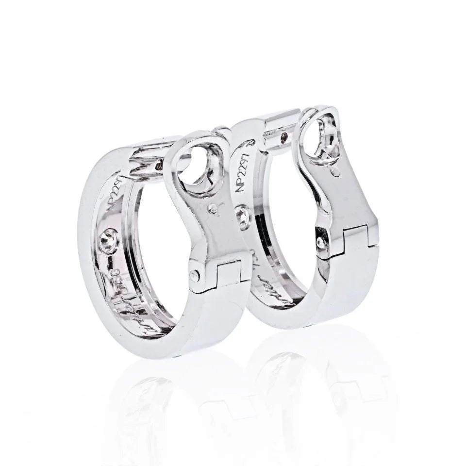 Carthttier 18K White Gold Love Diamond Huggie Earrings