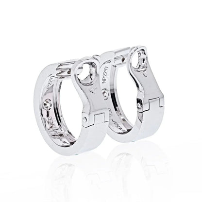 Carthttier 18K White Gold Love Diamond Huggie Earrings