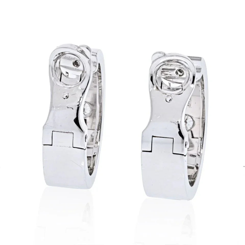 Carthttier 18K White Gold Love Diamond Huggie Earrings