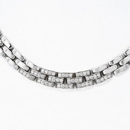 Carthttier 18K White Gold Maillon Panthere 3 Row Diamond Necklace